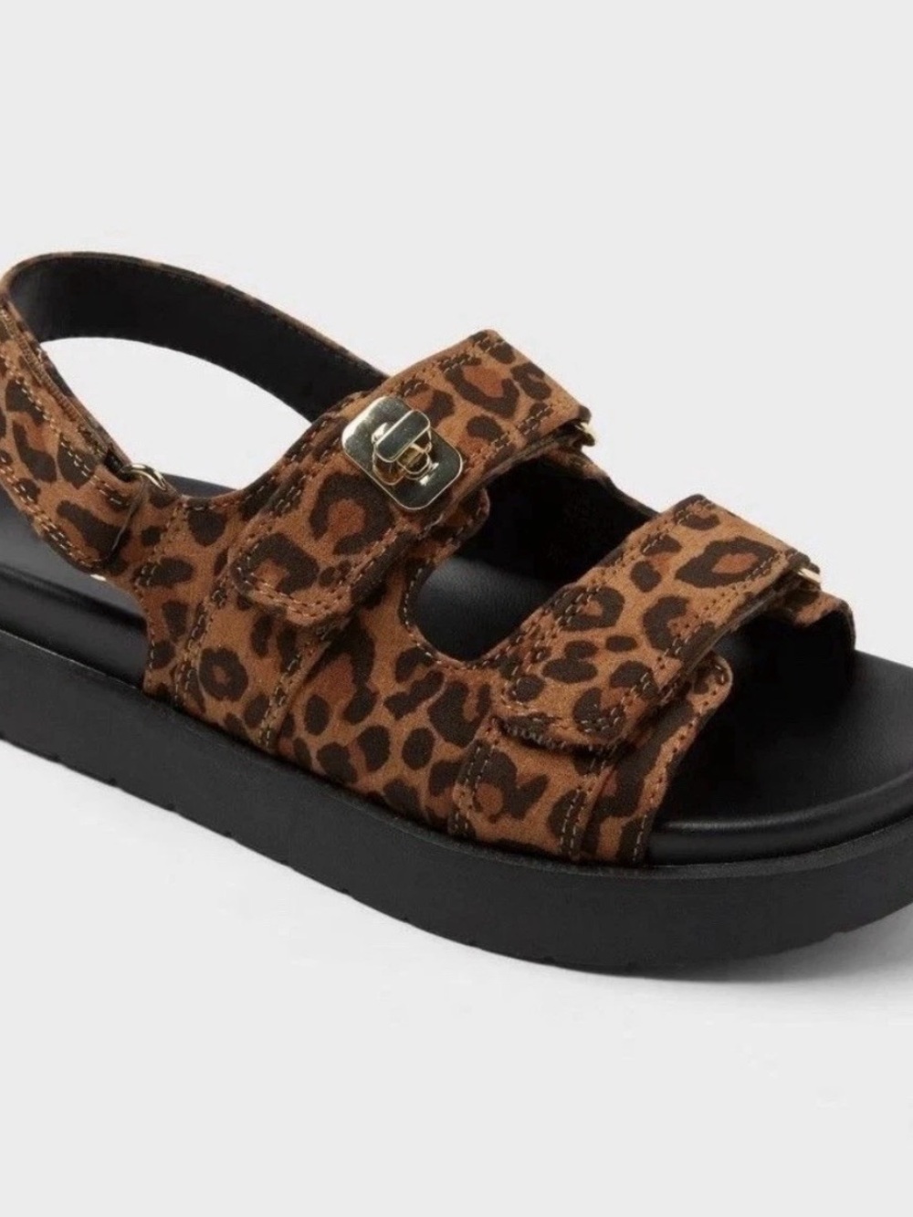 Target Leopard-Print Double-Strap Sandals in Brown and Black b93se